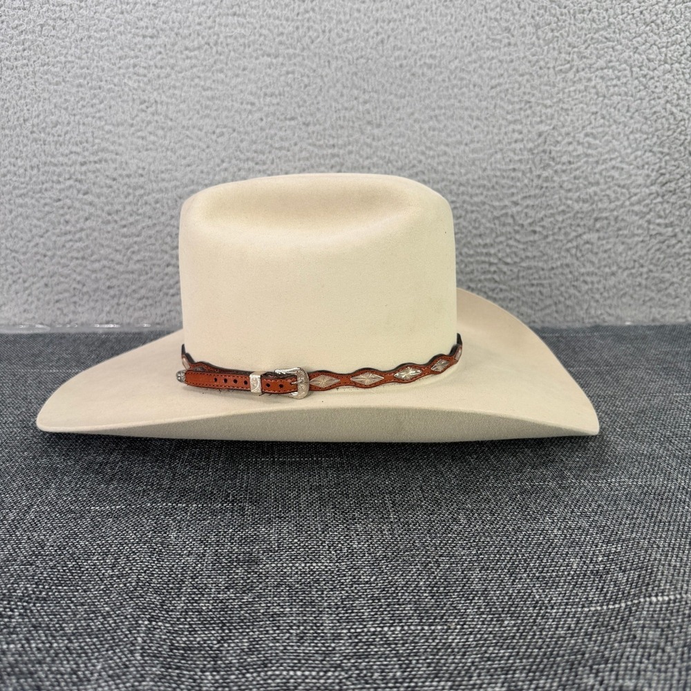 Bailey Cowboy Hat Mens 6 7/8 Cream 5X Beaver Felt Western Made in Texas USA